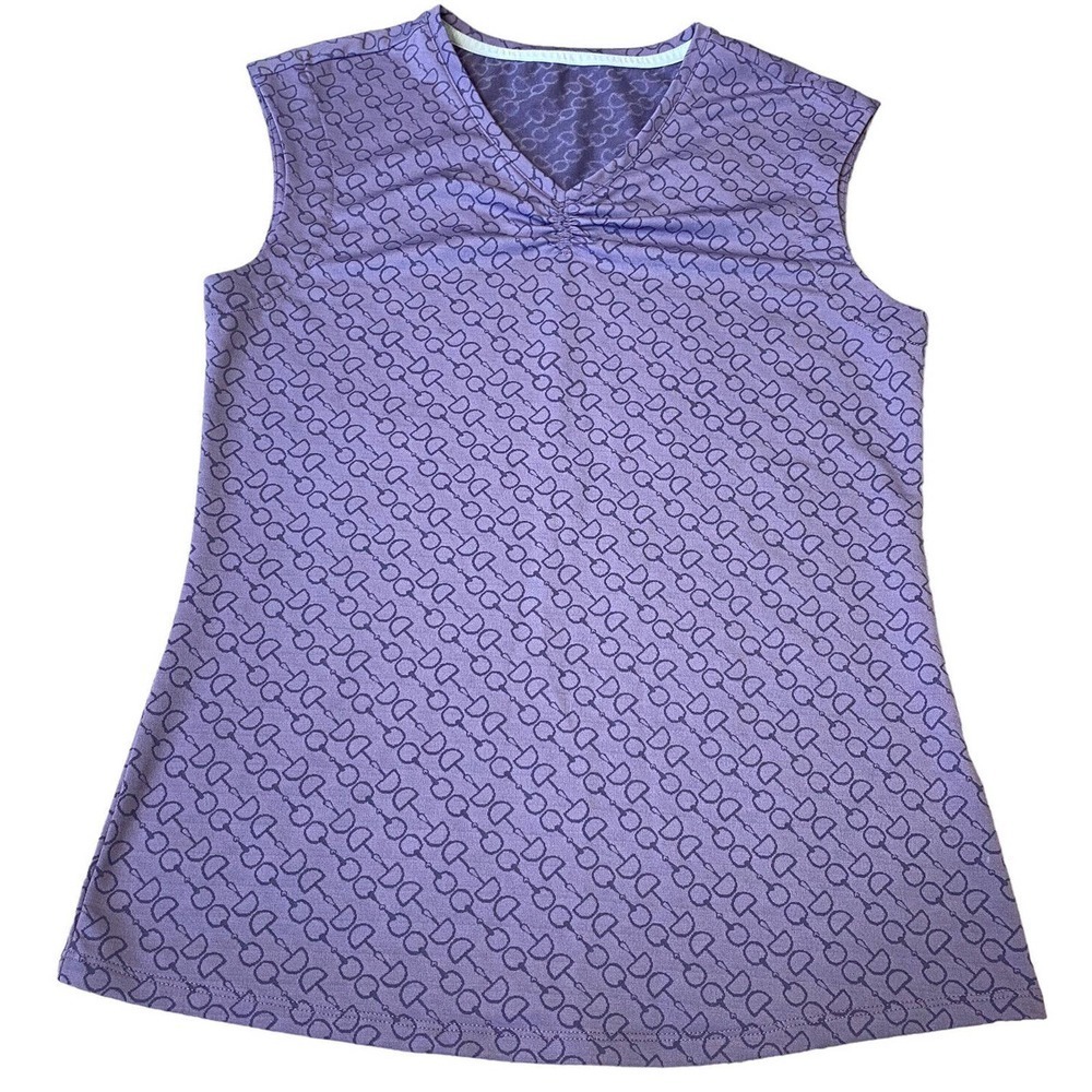 Dover Saddlery Women’s Purple Sleeveless All Over Bit Print Top Sz S/M Stretchy